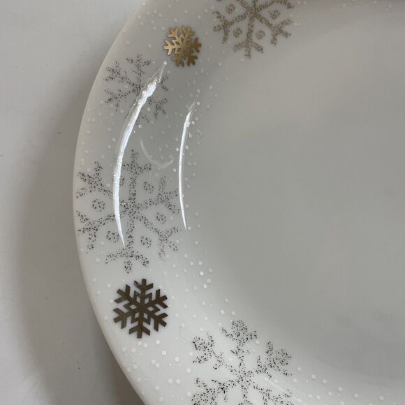 DANSK Snowflake Set of 3 Bread Butter Plates Gold Accents Discontinued - Picture 6 of 7